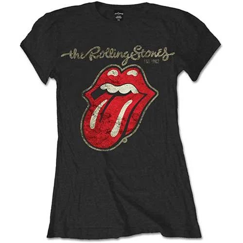 The Rolling Stones Ladies T-Shirt: Plastered Tongue Modern Contemporary Chic