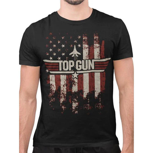 Top Gun Flag Unisex T-Shirt Adult Solid Color Striped Floral