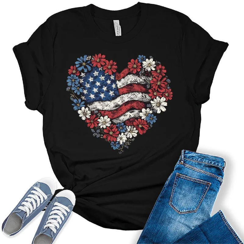 Womens 4th of July Graphic Tees Hooded Caped Shawl Collar