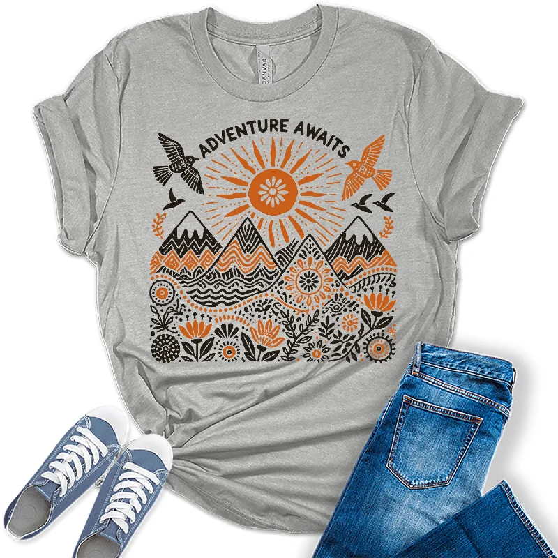 Wonderful Adventure Awaits Nature Graphic Tees for Women Modern Contemporary Chic