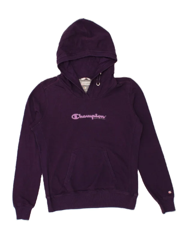 CHAMPION Womens Heritage Classics Graphic Hoodie Jumper UK 18 XL Purple Hoodie with Hidden Zipper Minimalist Clean