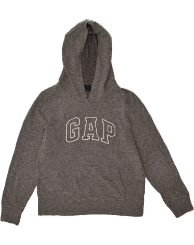 GAP Womens Graphic Hoodie Jumper UK 14 Medium Grey Cotton Hoodie Sweatshirt Pullover