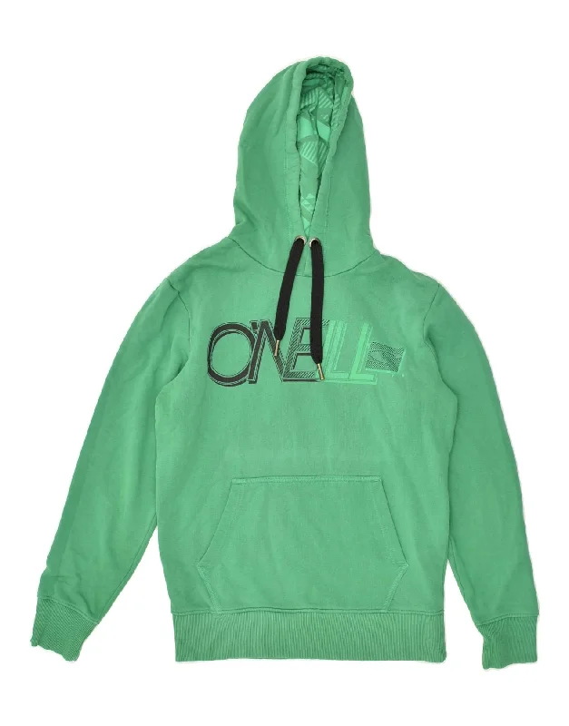 O'NEILL Womens Regular Fit Graphic Hoodie Jumper UK 10 Small Green Cotton Hoodie with Lining Warm Insulated