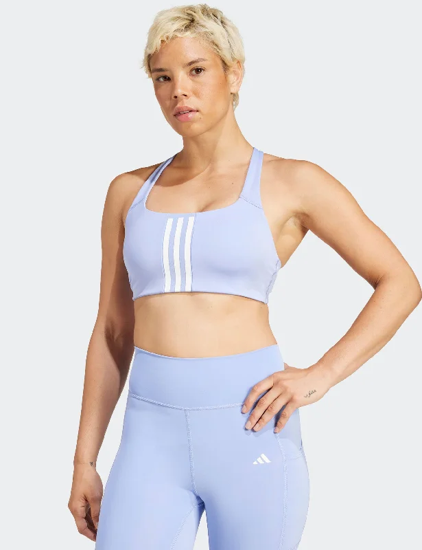 Powerimpact Training Medium-Support 3-Stripes Bra - Blue Spark Comfortable Lounge Bra