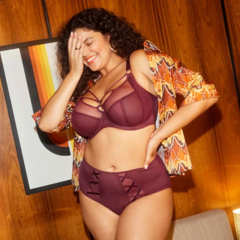 Elomi Sachi Bra in Cabernet EL4350 Push-Up Bralette Set