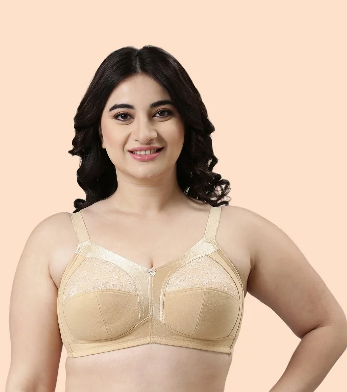 Enamor Fab-Cool A014 Super Contouring M-frame Full Support  Cotton Bra for Women- Full Coverage, Non Padded and Wirefree - Skin Feminine Lace Bra