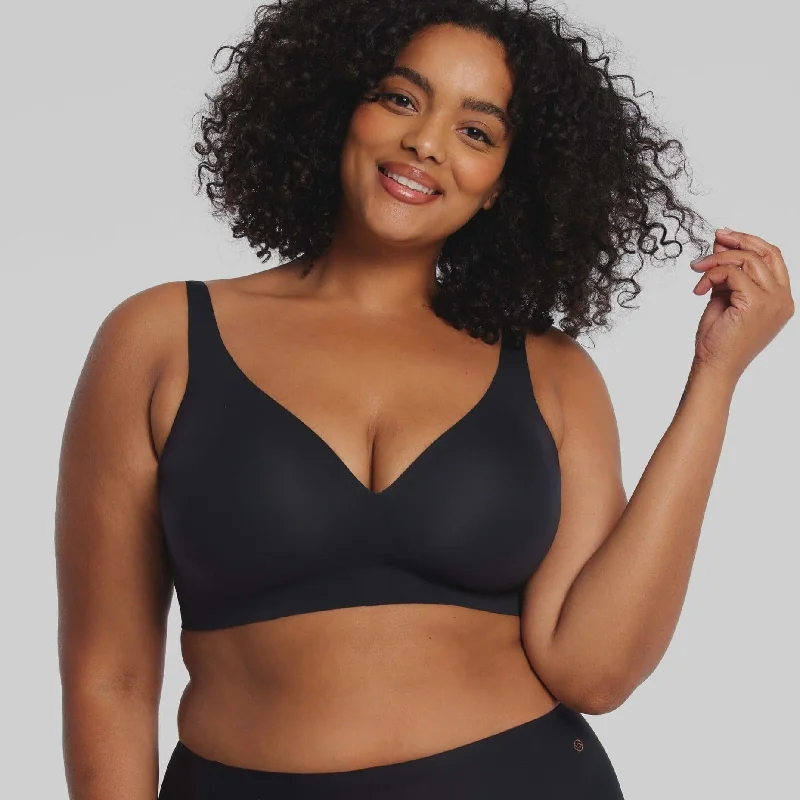 Evelyn & Bobbie Starlette Plunge Bra in Black Supportive Cotton Bra