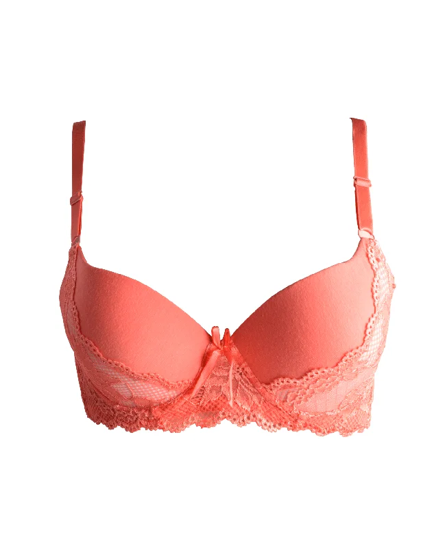 Mamia Lace Trim Push Up Bra Smooth Push-Up Bra