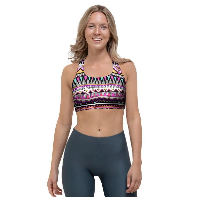 Native Aztec Sports Bra Chic Satin Bra