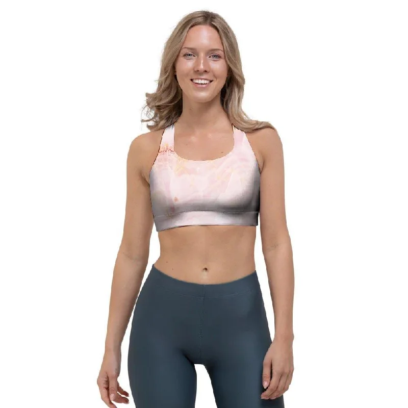 Natural Pink Marble Sports Bra Contour Bra Style