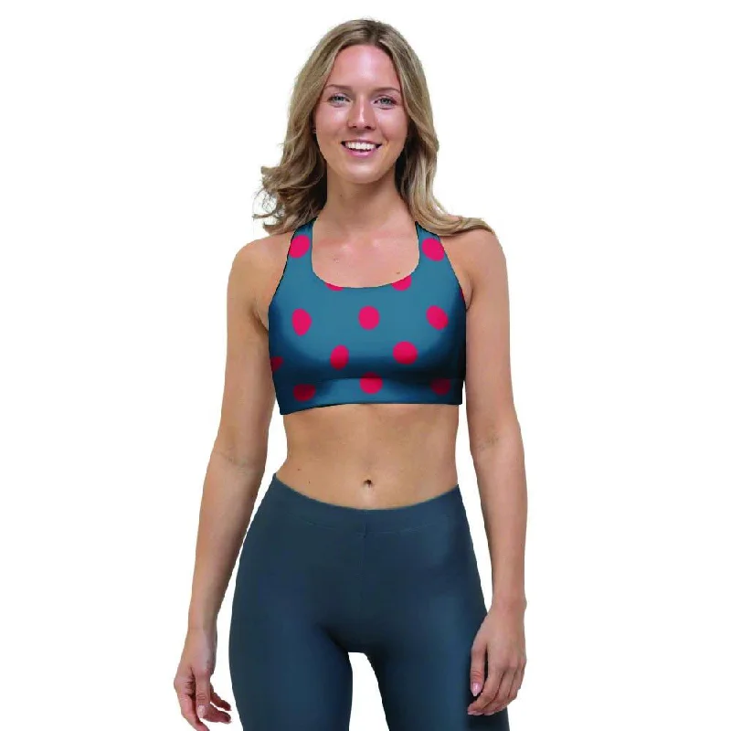 Navy Polka Dot Sports Bra Stylish Lace Bralette