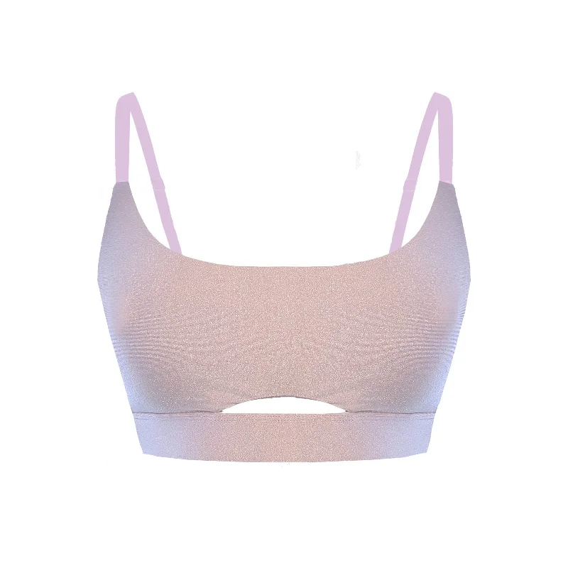 Adjustable Pole Dance Sports Bra Luna Blush Pink Rose Gold Seamless Sports Bra