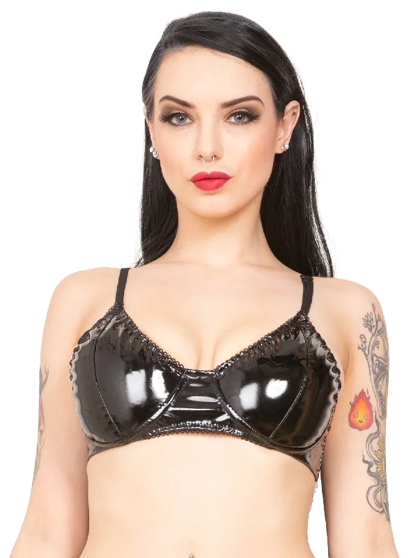 PVC Seductress Bra in Black Comfortable Active Bra