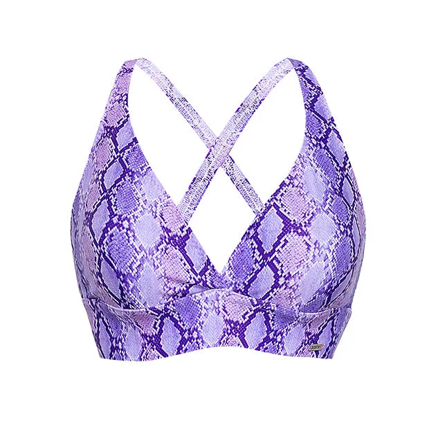 Support Pole Dance Sports Bra Ximena Lilac Purple Snake Print Active Wear Bra