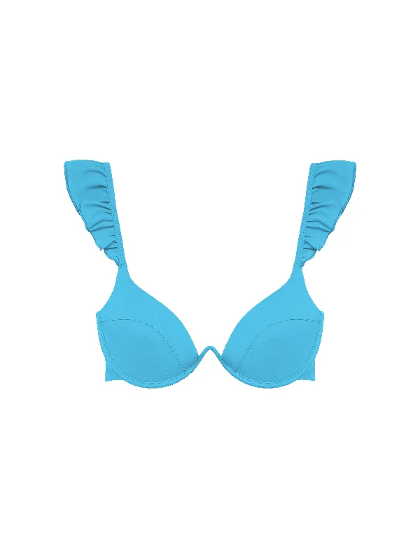 The Ruffle Bra - Aqua Stretchy Full Coverage