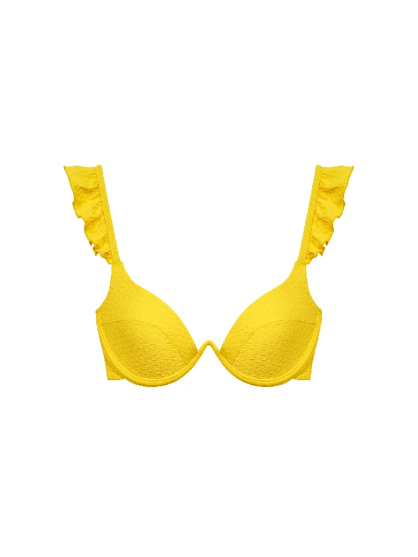 The Ruffle Bra - Lemon (Embossed) Cozy Sleep Bra