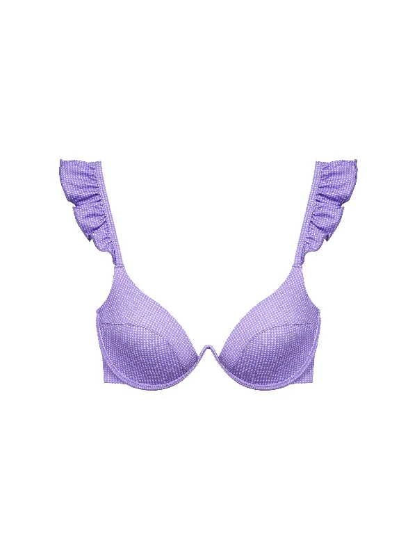 The Ruffle Bra - Violet (Microcheck) Chic Lace Bralette