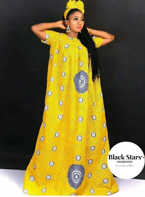 African Long Dress For Women| African Clothing| Ankara Maxi Dress| Dashiki Long Gown| Wedding Guest Clothing| Black Stars Handmade Comfortable Maxi Dress with Sleeves