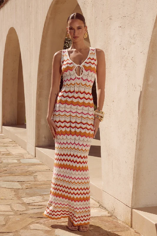 ANDREA MAXI DRESS - ORANGE MULTI Trendy Printed Maxi Dress