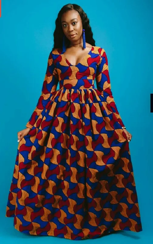 Dashiki Africa Clothing for Women. Dashiki Long Dress. Women's Clothing. Maxi Dress. Ankara. Kitenge Trendy Ruffled Maxi Dress