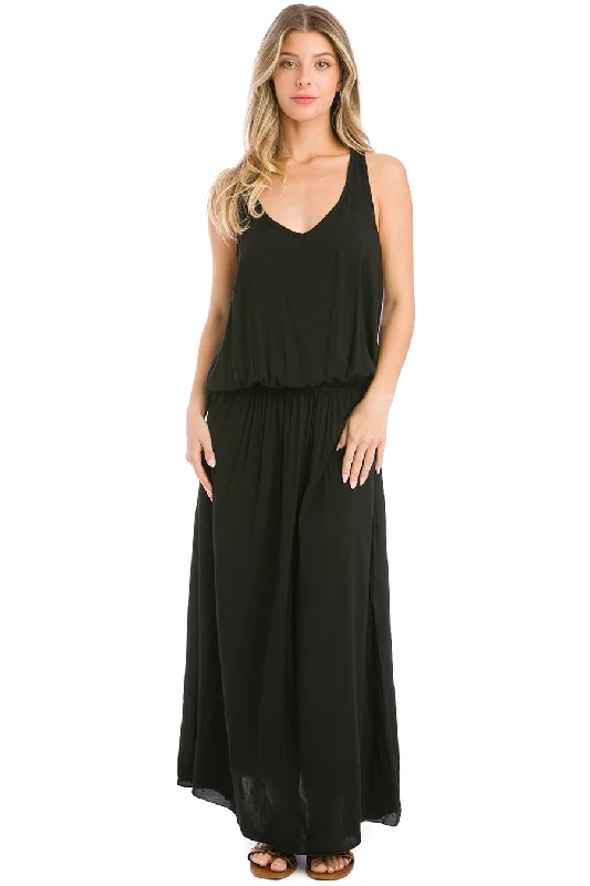 Cross Back Maxi Dress Chic Button-Up Maxi Dress