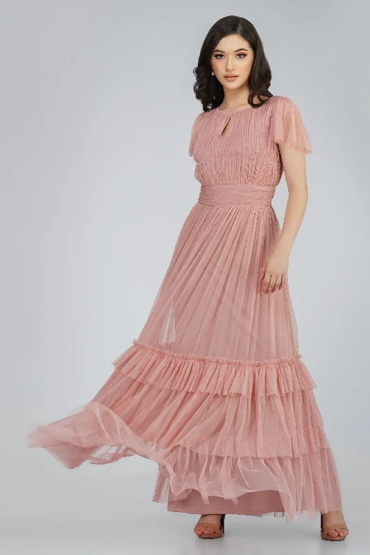 Diva Tulle Maxi Dress in Mink Cozy Ribbed Maxi Dress