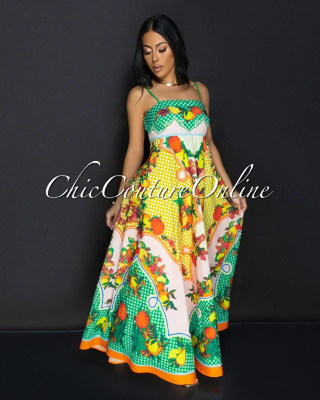 Liora Yellow Multi Tropical Maxi Dress Fashionable Chiffon Maxi Dress