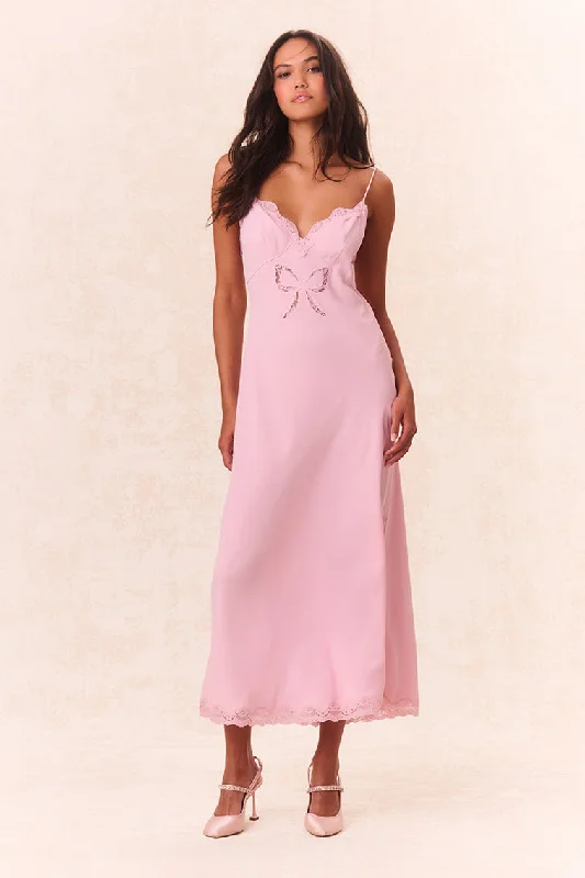 Manuela Bow Slip Maxi Dress Stylish Longline Maxi Dress