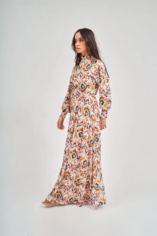 Multicolor Raglan Maxi Dress Chic Boho Print Maxi Dress