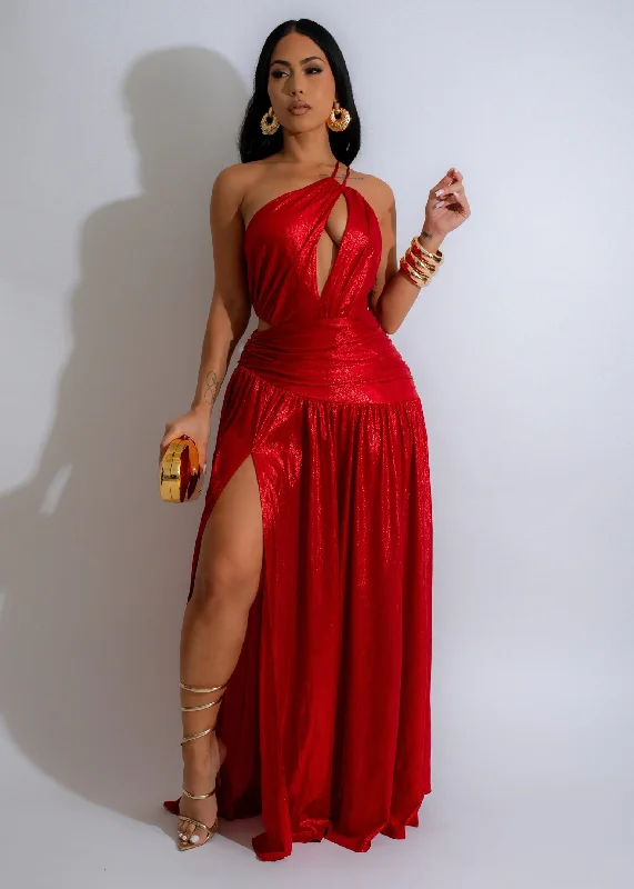 Nocturnal Elegance Maxi Dress Red Elegant Wraparound Maxi Dress