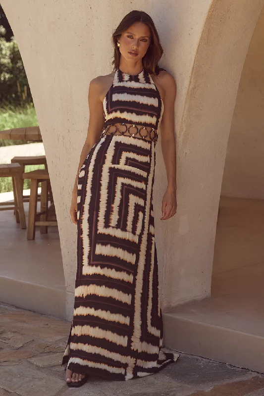 NORIA MAXI DRESS - NORIA PRINT Elegant Maxi Dress with Pockets