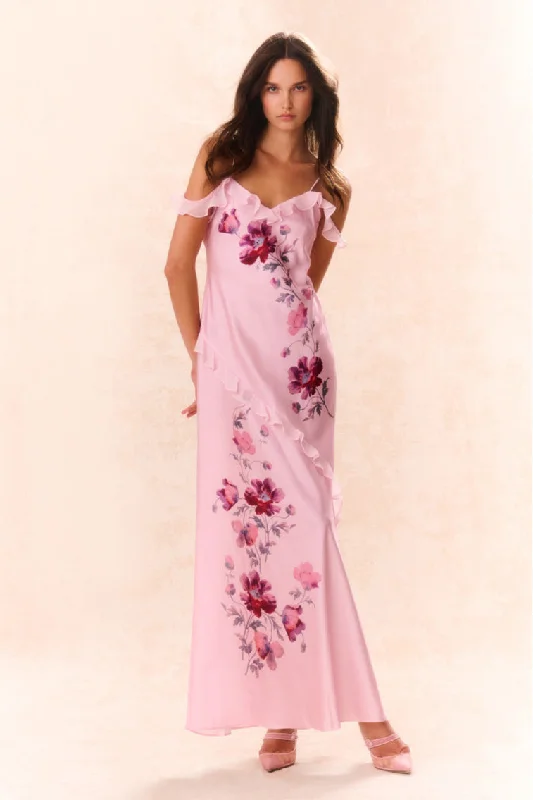 Parisa Silk Floral Maxi Dress Cozy Knitted Maxi Dress