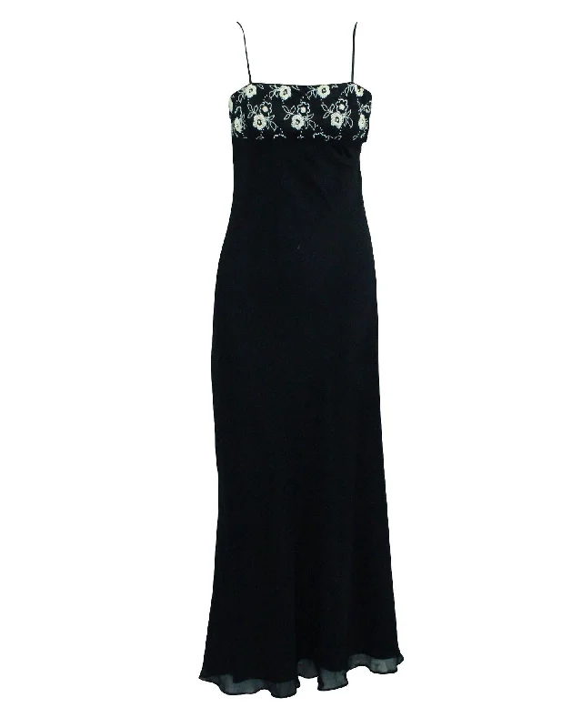 Elegant Maxi Dress with Embroidery Classic A-Line Maxi Dress