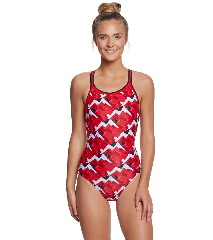 Dolfin XtraSleek Eco Women's Denali DBX Back One Piece Swimsuit Red High-Waist Bikini Set