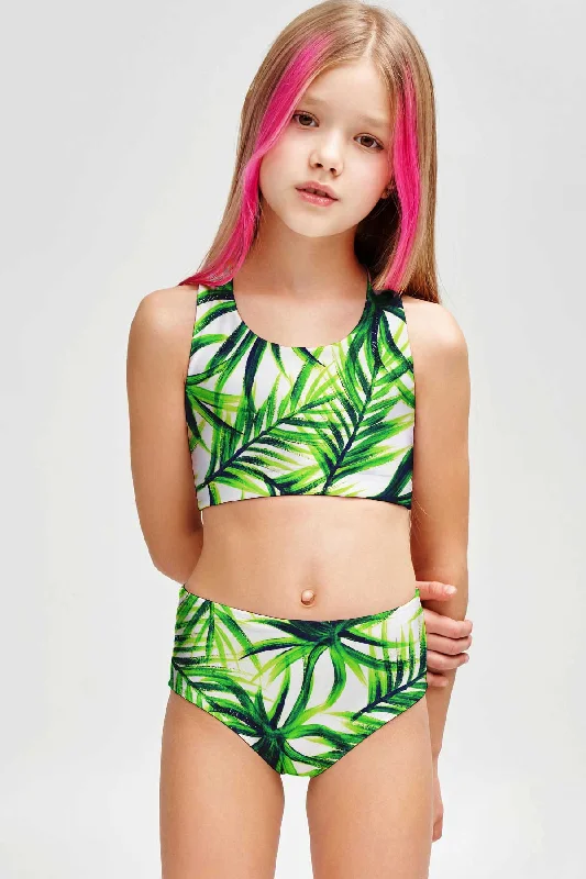 Island Life Claire Green Two-Piece Swimsuit Sporty Swim Set - Girls Sporty Swimwear Bottoms