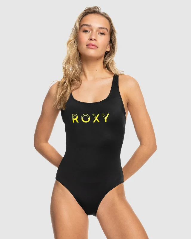 Womens Roxy Active Sd Basic 1 Pce One Piece Swim Mesh Panel Swimwear