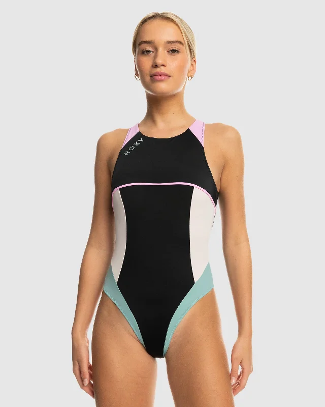 Womens Roxy Active Tech 1 Pce Sd One Piece Swim Bold Color Swimsuit