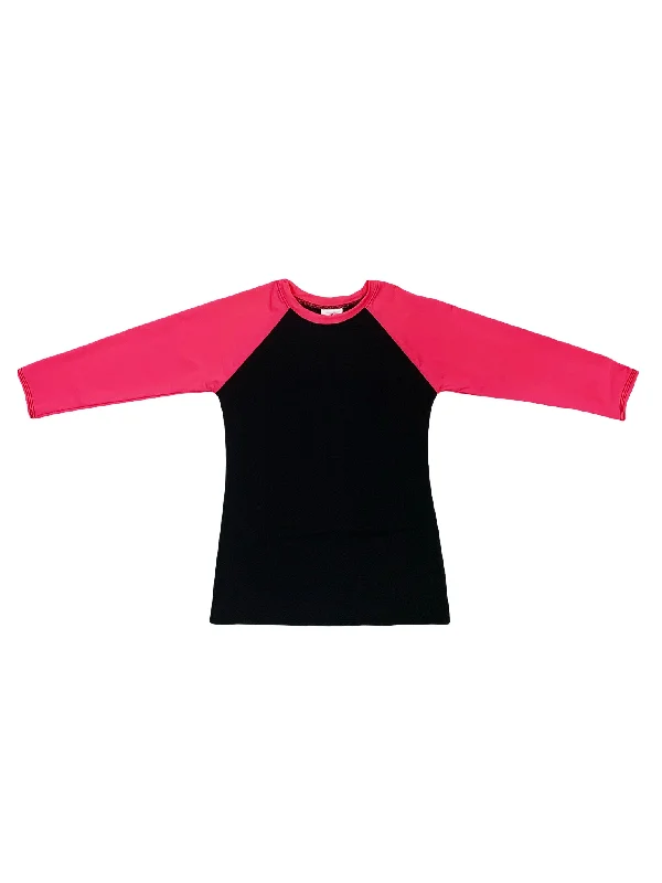 Fuchsia Sleeve Rashguard Swim Top Tie-Back Swimwear