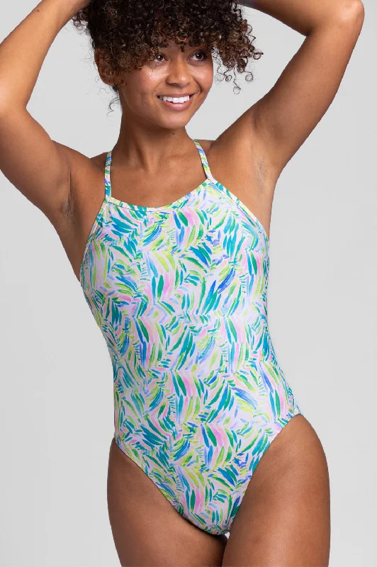 Jackson 4 Swim Onesie - Tropic Rush Plunge Back Swimsuit