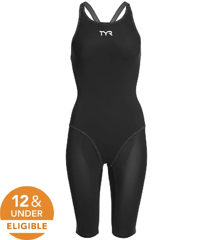 TYR Women's Thresher Open Back Tech Suit Swimsuit BLK/GREY Classic Two-Piece Bikini