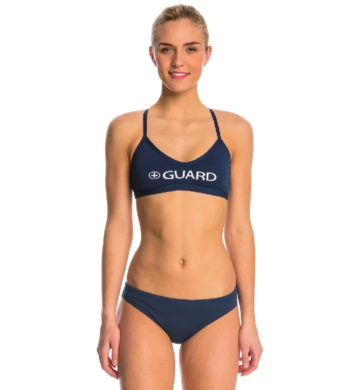 Waterpro Lifeguard Cross Back Two Piece Swimsuit Set Navy Sporty Swimsuit Style