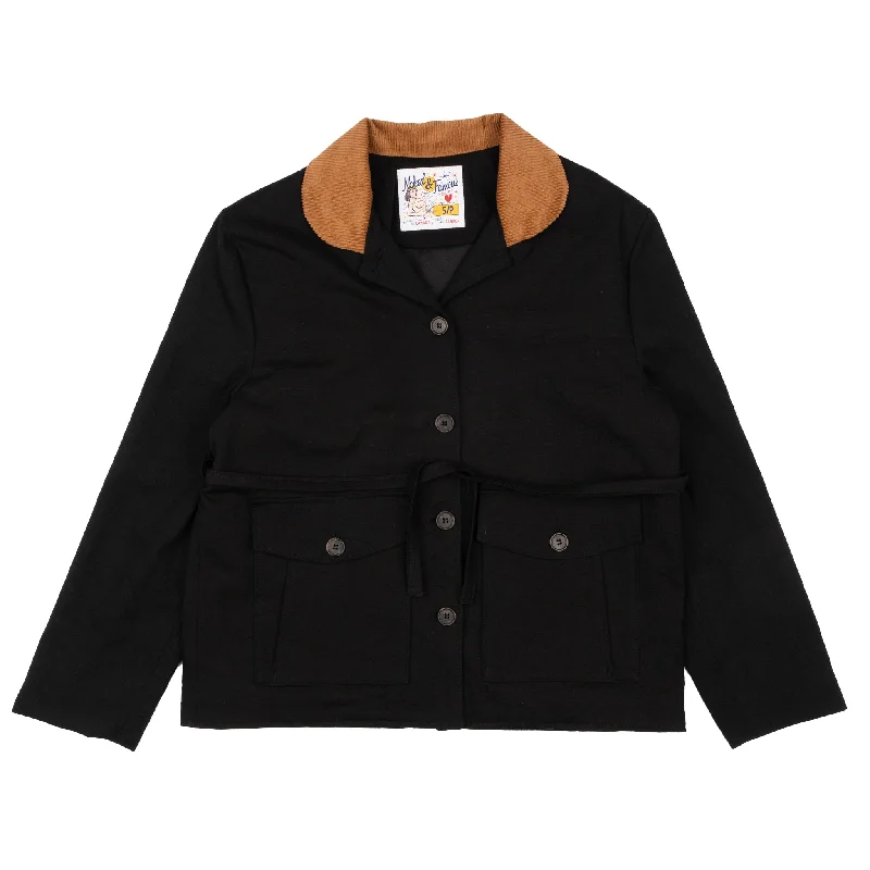 Balmoral Jacket - Rinsed Oxford - Black Cotton Jacket Linen Jacket Terry Jacket