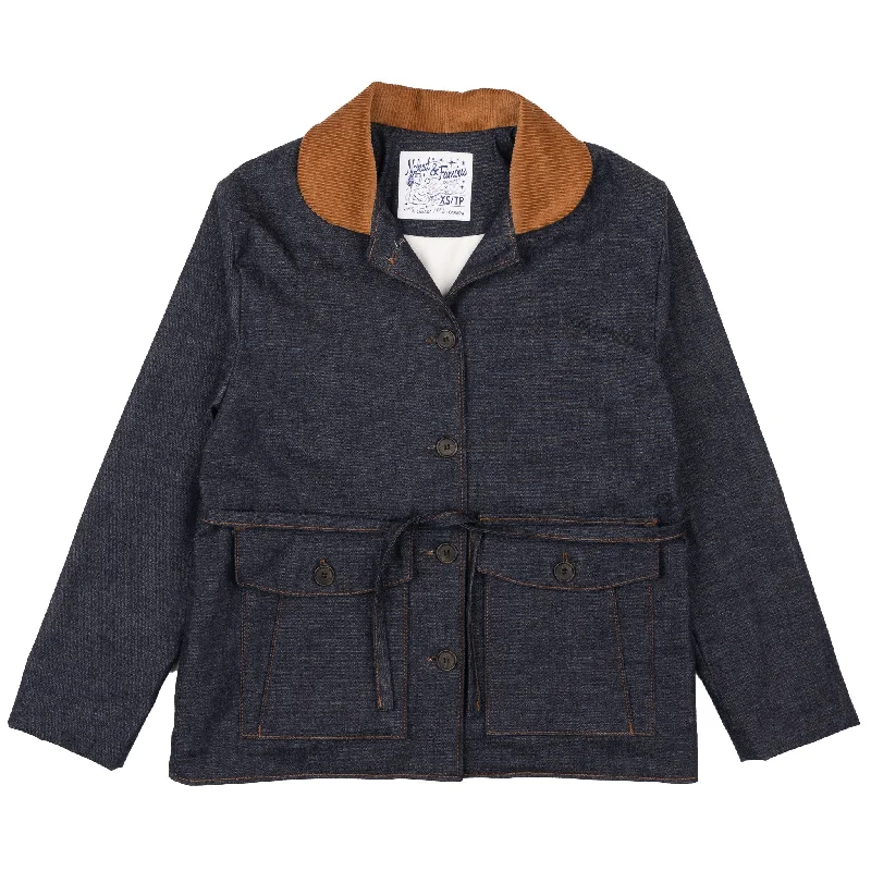 Balmoral Jacket - Slub Nep Rinsed - Indigo Print Jacket Jacquard Jacket Embroidered Jacket