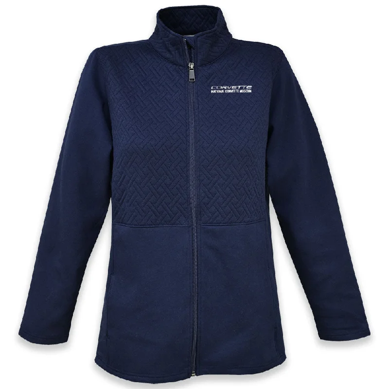 Corvette Ladies' Quilted Navy Jacket Ribbed Jacket Pleated Jacket Ruffled Jacket