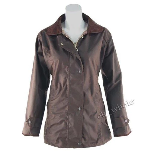 Ladies Game Fitted Antique Wax Jacket Front Pockets Side Pockets Patch Pockets