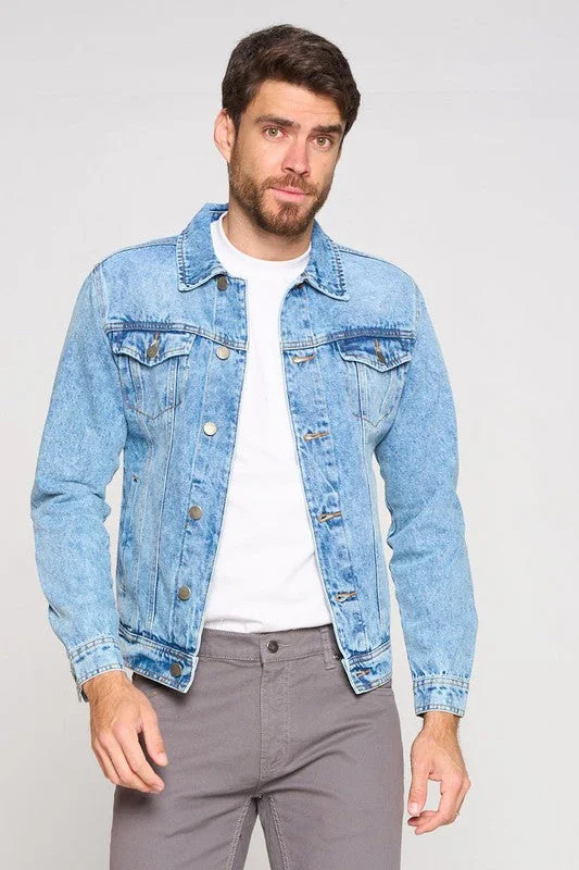 Men's Denim Jacket Boat Neck Shawl Collar Notched Collar