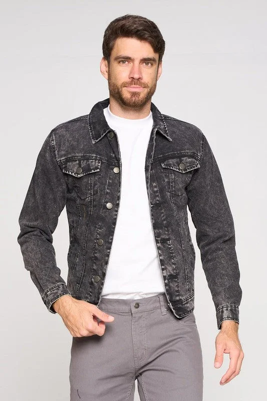 Men's Denim Jacket Denim Fabric Leather Fabric Suede Fabric