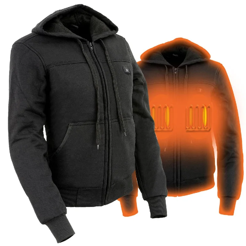 Nexgen Heat NXL2713SET Women 'Heated' Front Zipper Black Hoodie Jacket for Outdoor Activities  w/ Battery Pack Knit Jacket Woven Jacket Fleece Jacket