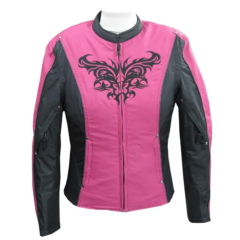 NexGen SH2367 Women's Turquoise and Fuchsia Textile Jacket with Embroidery Artwork Oversized Jacket Tailored Jacket Straight Jacket