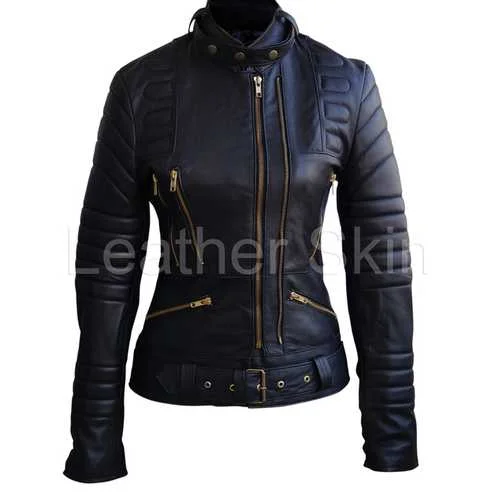 Women Black Leather Jacket Chenille Fabric Brocade Fabric Lace Fabric